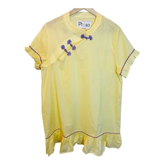 Pitusa Frog Closure Sun Dress M/L (Standard) Yellow Beach Cover Up Resortwear - Picture 2 of 8